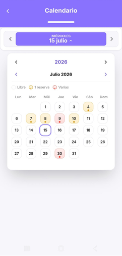 Calendario de disponibilidad